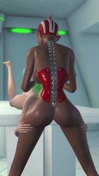 Sci-Fi lust. 3d space shemale plays with a horny girl in the space station