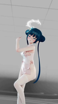 ブルーアーカイブ リュウゲ 希咲 脱衣 ダンス mmd 3D ブルー 髪色 編集 Smixix