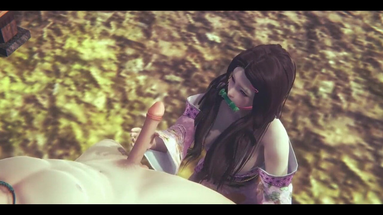 HentaiTubes: Demon slayer Hentai - Nezuko handjob und anal - japanischer asiatischer manga-anime-film...