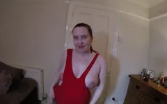 Pregnant Wifes Striptease in Leotard and Pantyhose