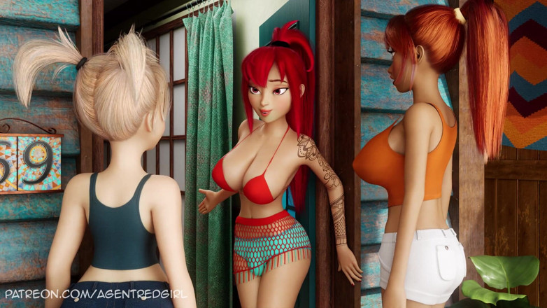 Agent Red Girl: Sexsona Эпизод 5 - Ouroboros! - Футанари Yuna и Микими посетить секс-господина футанари!