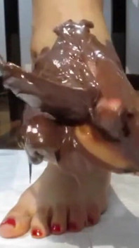 My Feet with Varnished Nails, All Covered with Chocolate Cream