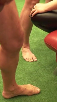 Blonde and Brunette Babes Gangbang with Eight Guys