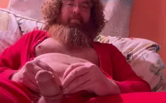 Redhead Jacks off in Red Union Suit