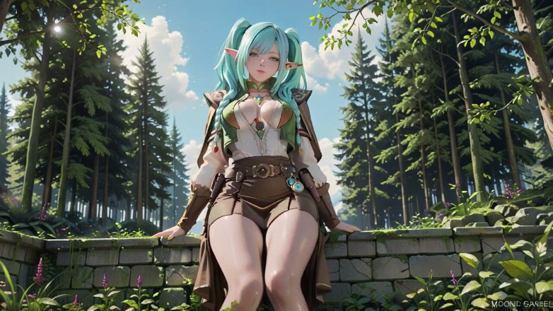 Seraphina Vale: Forest Elf'in özel sabahı! Mavi saçlı ikiz kuyruklu güneşli plajda lazily'de...
