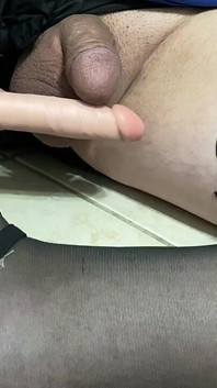 Sissy Slutty Crossdresser Talks Dirty to Her Girlfriend While She Rubs a Cock on Her Little Clit to Make It Squirt