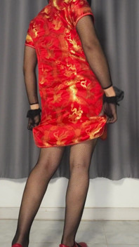 Sis-k Small Fishnet Bodysuit Ep1: Red Chinese Dress