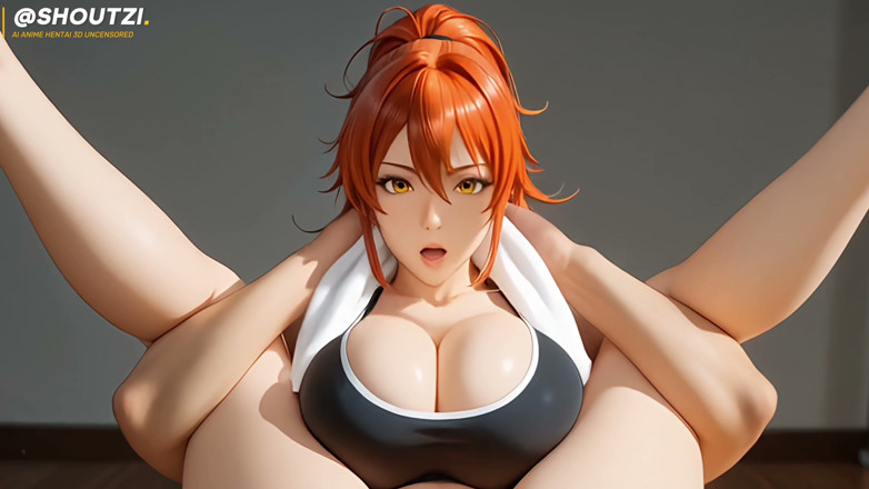 Shoutzi Anime Hentai3D Uncensored: Rina the Sweaty Gym Slut Harem Girl Nelson Squat Rack...