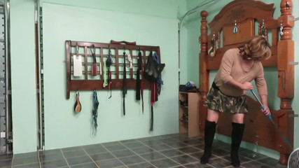 BBW nurse Vicki adventures with friends: Mistress put her new sissy slave to work mopping the