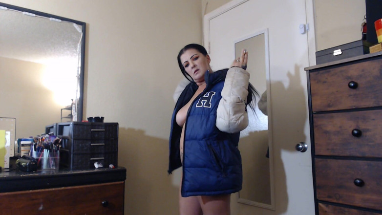 Abby Anna: Big puffy winter coat smoking