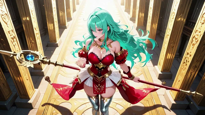 Tay Swift X: Goldene hall-fantasie! Grünhaariger Knight in rot-weißer Rüstung kniet, neckt mit...