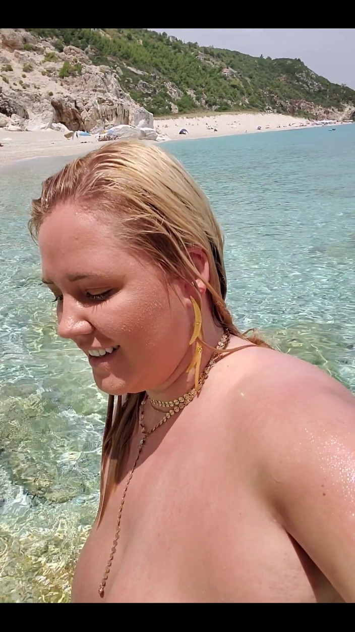 Annabelle Rogers: Swimming in the blue waters of Greece butt naked...