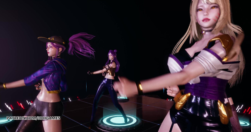 3D-Hentai Games: Popstars Ahri Akali Evelynn Kaisa najlepszy bez cenzury striptiz 3D