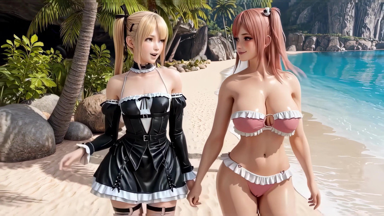 Short Love AI: Marie Rose and Honoka Lick Tight Pussies Then Share Coach...