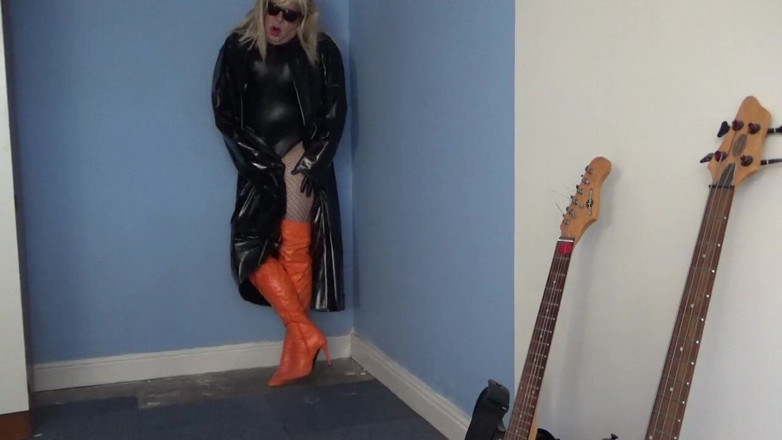 Leather Kirsten: Bottes à cuisse en cuir orange