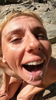 Ik slikte zijn sperma in de open lucht nadat ik op het strand was geneukt