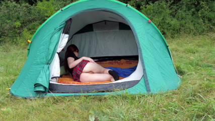Peaches and Bananas: Czech nudist redhead in the tent
