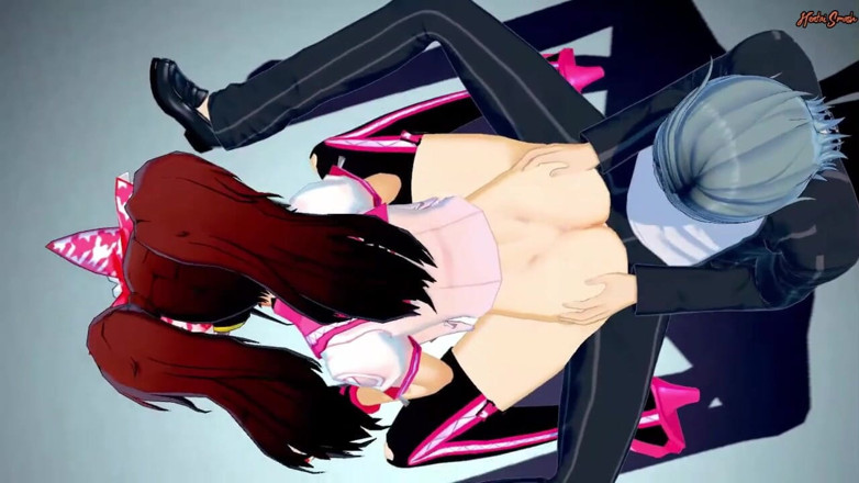 Hentai Smash: Idola comel Rise Kujikawa dikongkek gaya doggy di hadapan orang...