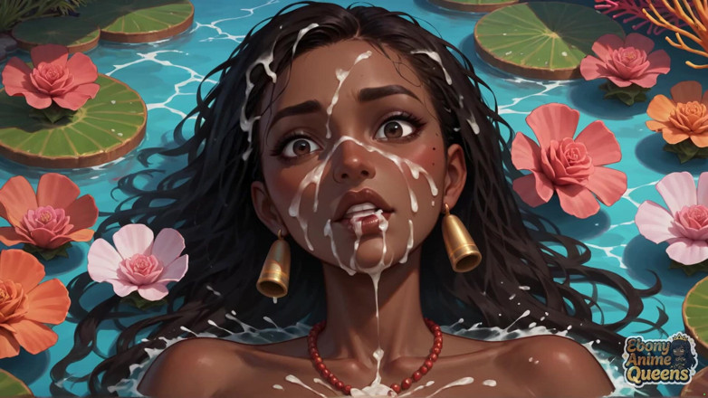 Ebony Anime Queens: Eboni sultry suka pesta gullet di syurga tropika semasa paramournya...