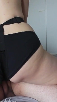 Asian Stepdaughter Pegging Her Fat Stepdaddy