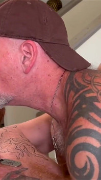 Bald stepdaddy Bear Breeds Bald Ginger Bearded Boy in Sling