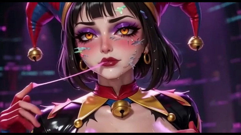 Ianimedia: Clown Girl Covered in Thick Cum - Ahegao &amp; Tit Play Compilation