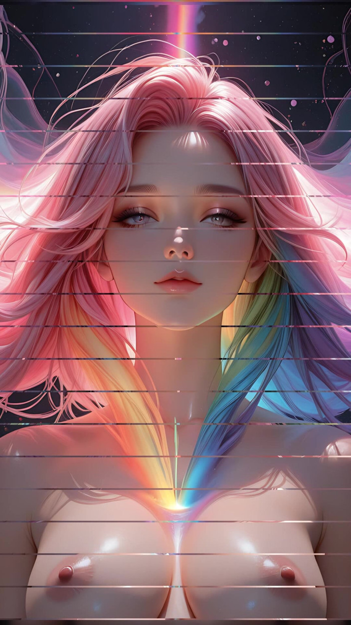 VelvetInk Studio: Frumusețe cosmică cu ochi strălucitori roz portret fantezie Ai Art...