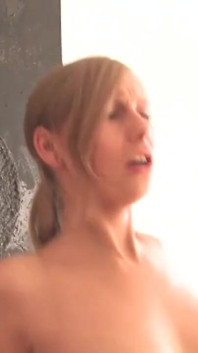 Blonde teen gets sprayed on her face