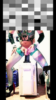 TS Shemale in High Heels Very Sexy Green Stocking Showing Beautiful Panties Outside