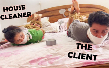 Selfgags femdom bondage: Nữ thống trị đã trói lên người dọn dẹp nhà của...