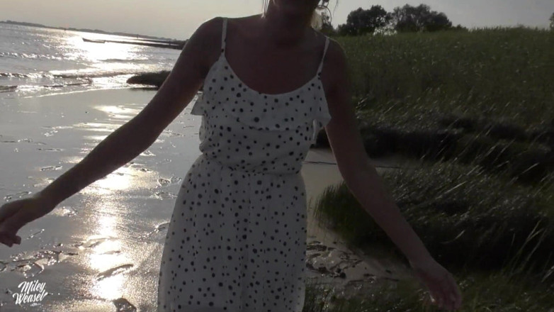 Miley Weasel: Sexy Blonde Fucked in the Ass on the Beach!!