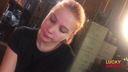 Brookland Brothers: Redhead teen gives blowjob to a luck bastard