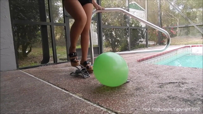 Nasty Girlfriends: Nasty girlfriend uses tire pump to pop balloons