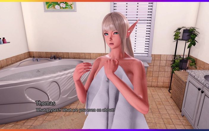 3D cartoon porn: Dom w szczelinie 21 - pierwszy raz widząc Lyriel topless w łazience