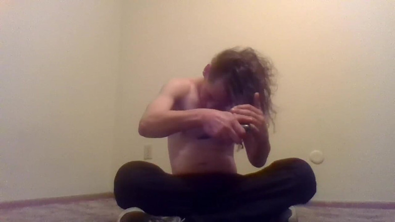 LilTaste: Topless Transgirl Brushing Her Own Hair