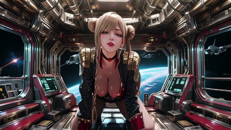Seraphina Vale: Starship Red Armor, blondă, privirea privată a comandantului!