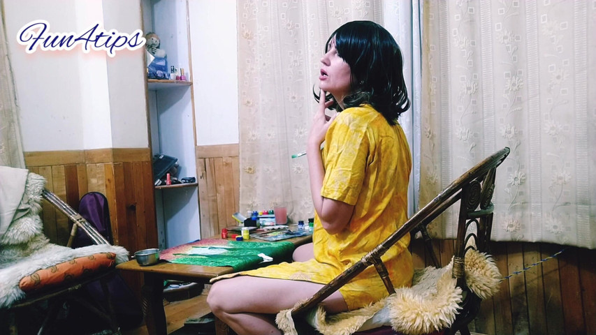 Lick Fingers Sexy in Beautiful Yellow Dress (Bolly Karma)