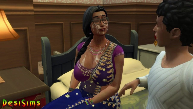 Desi Sims: 英语版本 - 德西喀拉拉邦纱丽阿姨与男孩出轨 - WickedWhims