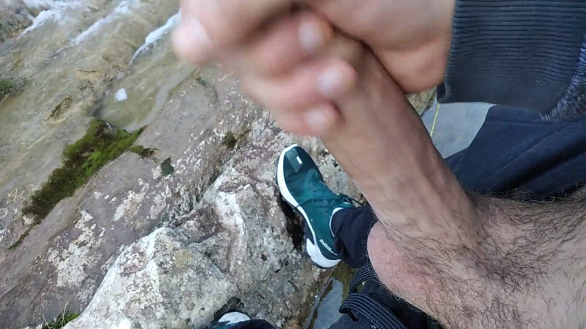 Handsome Gives Perfect Cumshot From Nice Big Hard Cock Spit in Front of River Waterfall (Elvissc)