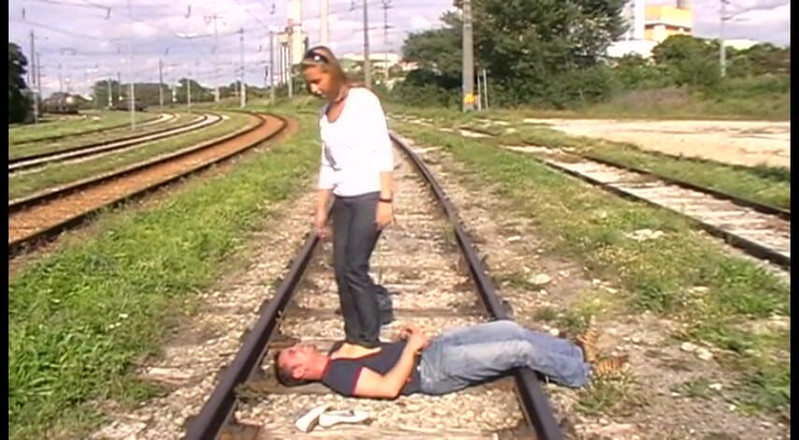 Femdom Austria: Railway tracks trampling