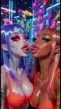 Funny Lesbians Tongue and Kiss Fetish, Ai Animation