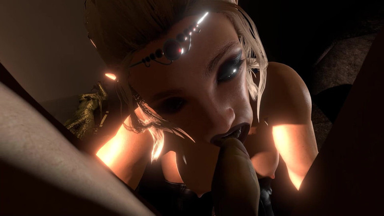 Wraith ward: Una robusta elfa barbara succhia un piccolo cazzo scopata