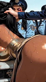 Ufficiale di polizia femminile scopa il culo di donne durante la fermata pubblica