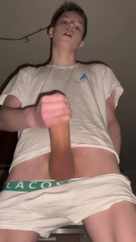 Cute twink showed his huge dick and cummed abundantly