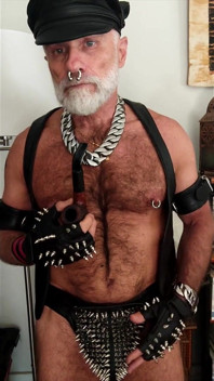 Spiked Leather Gloves and Jockstrap Pipe Smoking