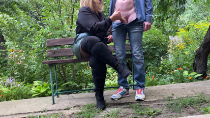 OurFetishLife: Cumming my stepmom on her gorgeous pantyhose ass outdoors
