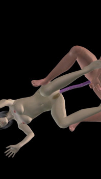 Porno animat 3D - fată frumoasă cu vibrator legat îl fute pe un bărbat asiatic, apoi pe la spate cu vibrator dublu