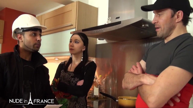 Nude in France: Lily gets banged and jizzed in three way