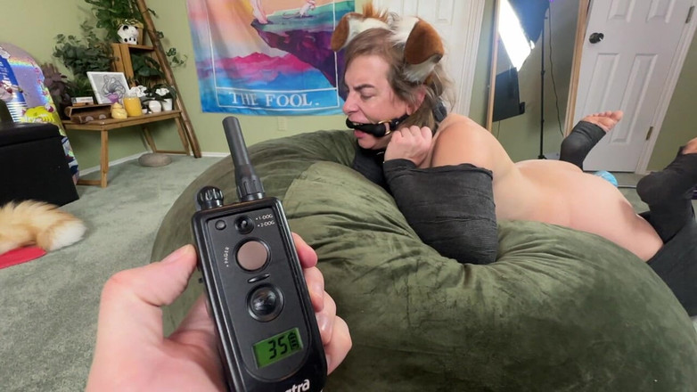 Linzy19: Knull bearbetad slampa pup gnäller medan hon dunkar