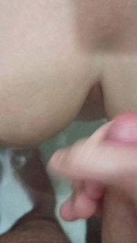 Fucked a sweet MILF in the bathroom and cum on her huge boobs